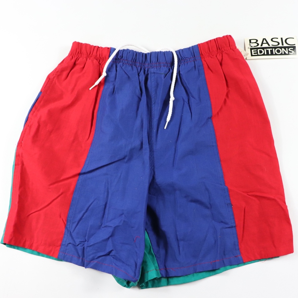 Vintage 90s New Mens MediumColor Block Swim Trunks